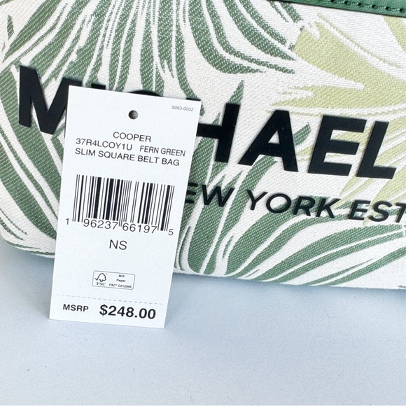 Michael Kors Slim Square Belt Bag Fanny Waist Pack Palm Fern Green - Picture 15 of 16